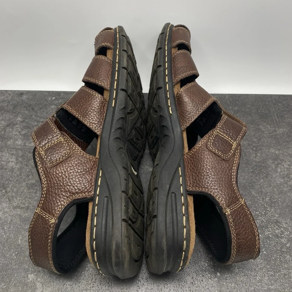 Dr Scholls Gaston Fisherman Sandals Men's US 11‎ M Brown Leather Memory Cool Fit